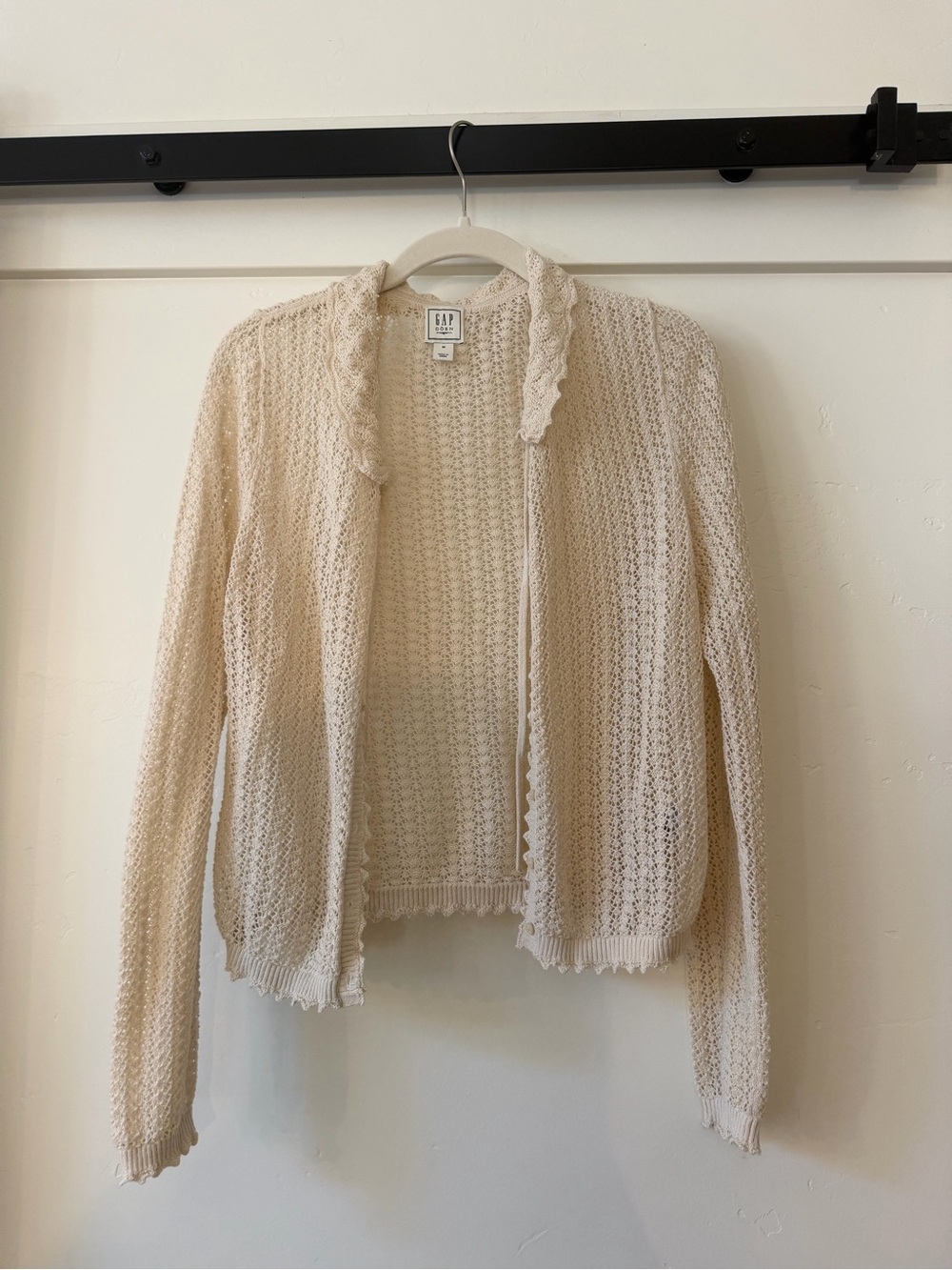 GAP x DÔEN Cream Pointelle Open Knit Cardigan Size M